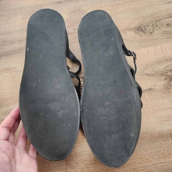 Mat & Nat Oriane Vegan Leather Platform Sandal Black Fisherman Closed Toe - Picture 6 of 7